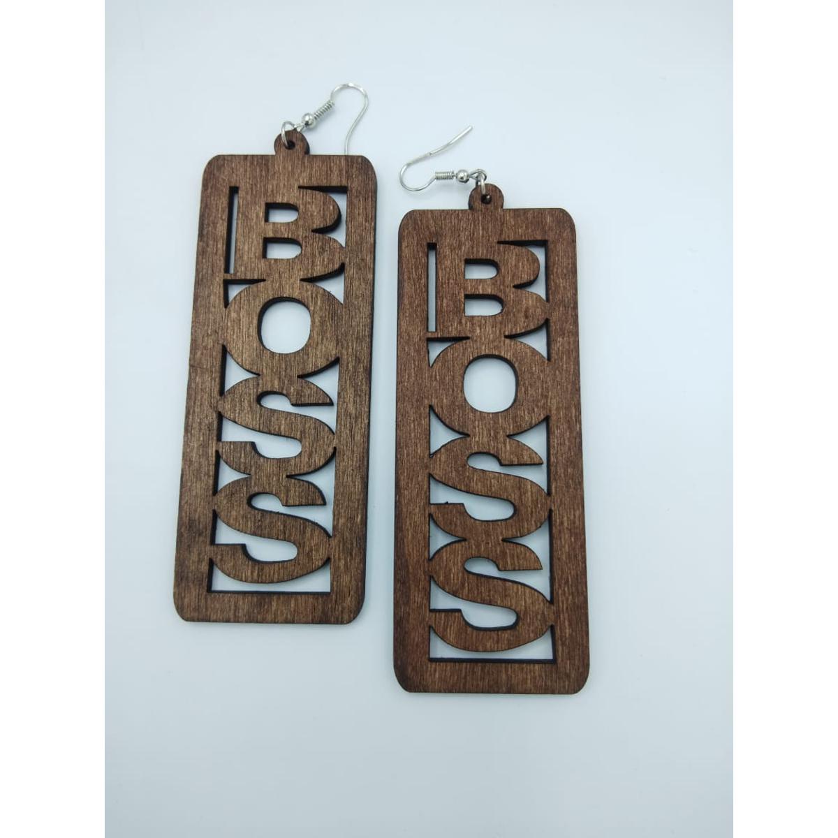 Cute BOSS Wooden Earrings For Girls/Womens