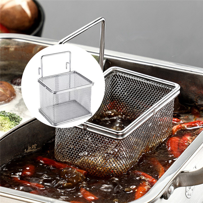 Stainless Steel Colander With Hook Noodle Drainer Filter Mesh Sieve Strainer Spoon For French Fries Pasta