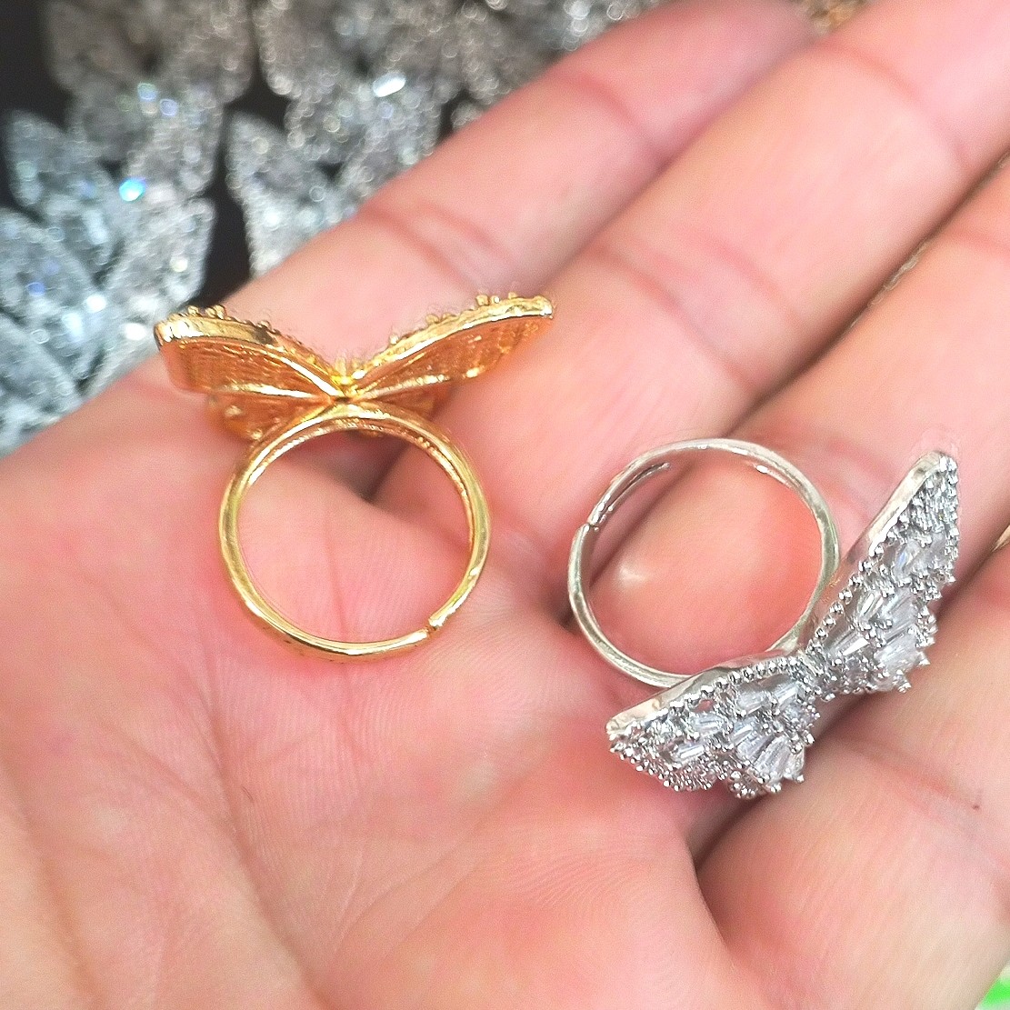 New Sight New Fashion Brand Jewelry Zirconia Butterfly Engagement Rings for Women Gift Adjustable Open Wedding Rings