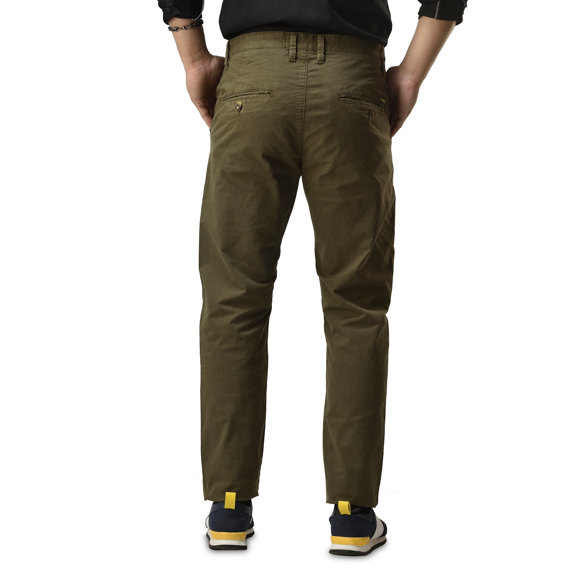 Men's Stretchable Chino Pants Full Length Regular Fit in Solid Colors