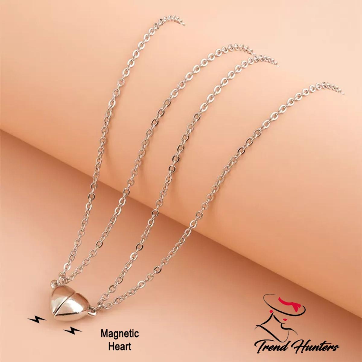 Trendy Magnetic Couples Pendant Necklace For Men and Women Stainless Steel Couples and Best Friends Magnetic Half Heart Necklaces Set