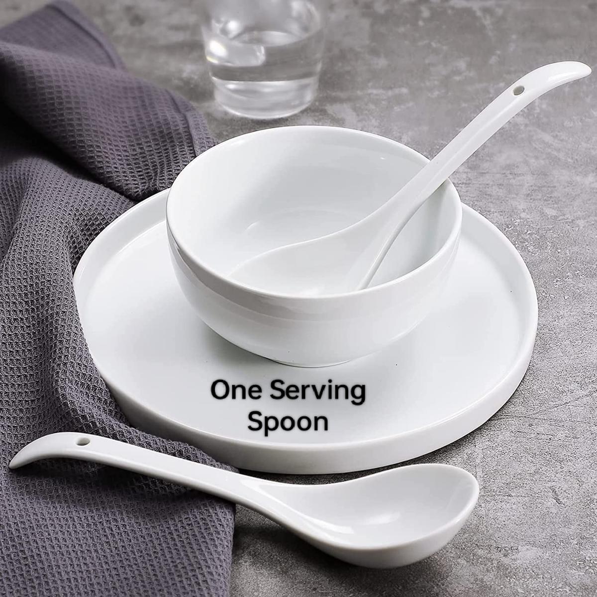 Chinese Serving Spoon Pure White a Big Ceramic Ladles Soup Spoons
