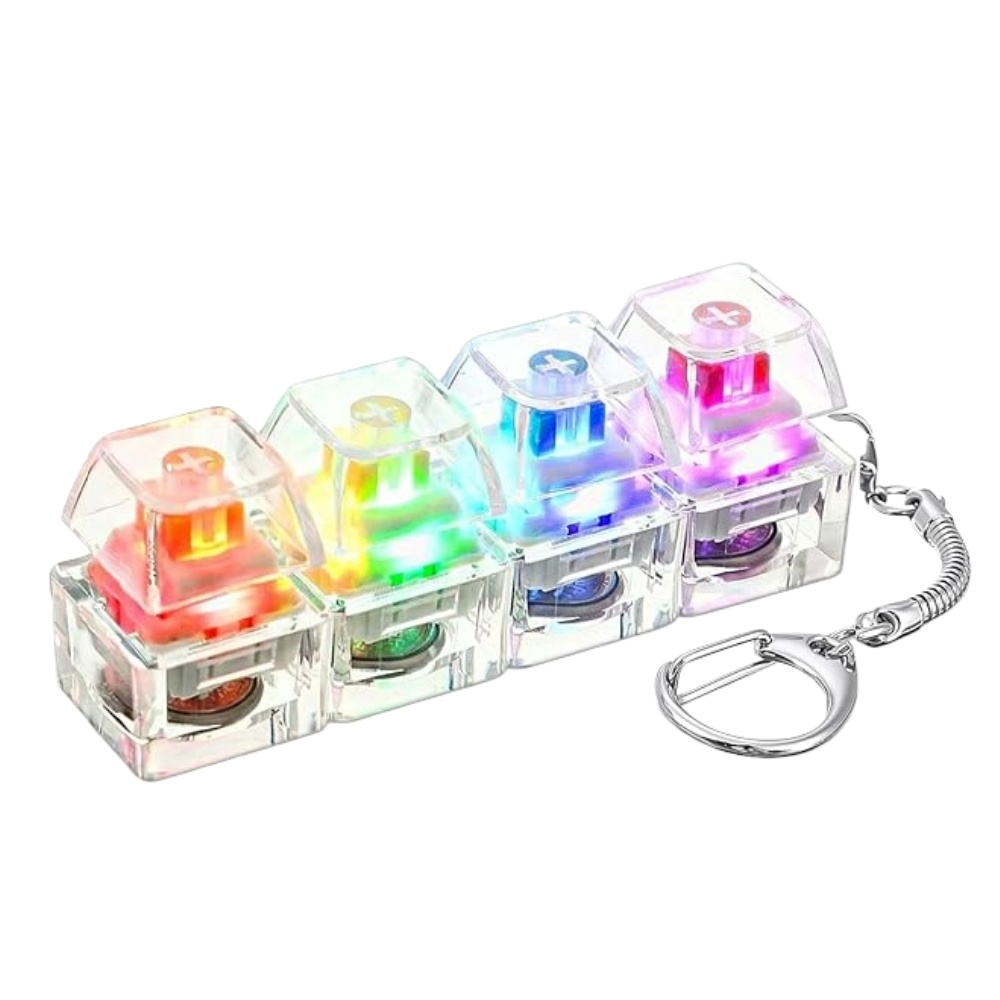 4 Button Fingertip Keyboard Keychain RGB Keyboard Fidget Toy with Lights for Stress Relief Decompression Calming Accessories
