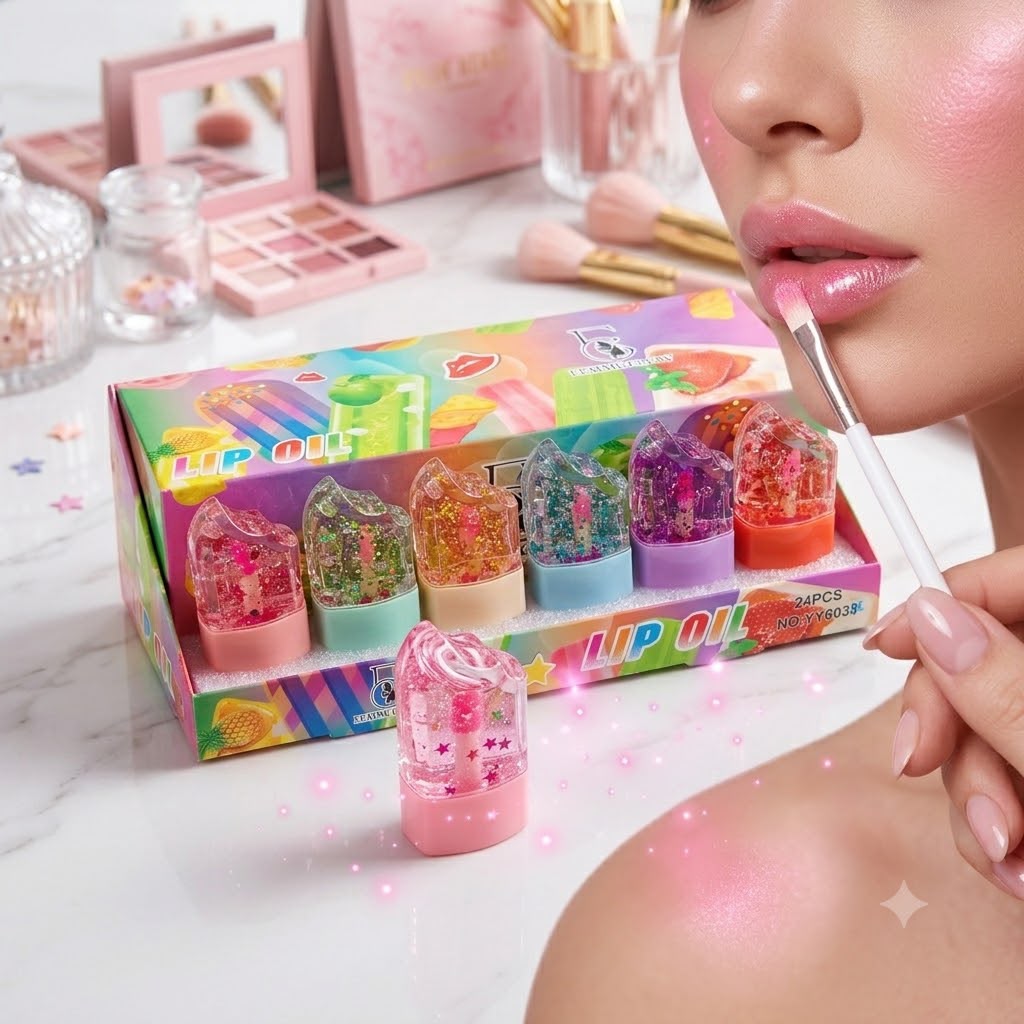 Ice cream Lip Gloss Clear Fruit Juice Lip Gloss Crystal Jelly Moisturizing Lips Oil Lasting Not Sticky Lip Gloss