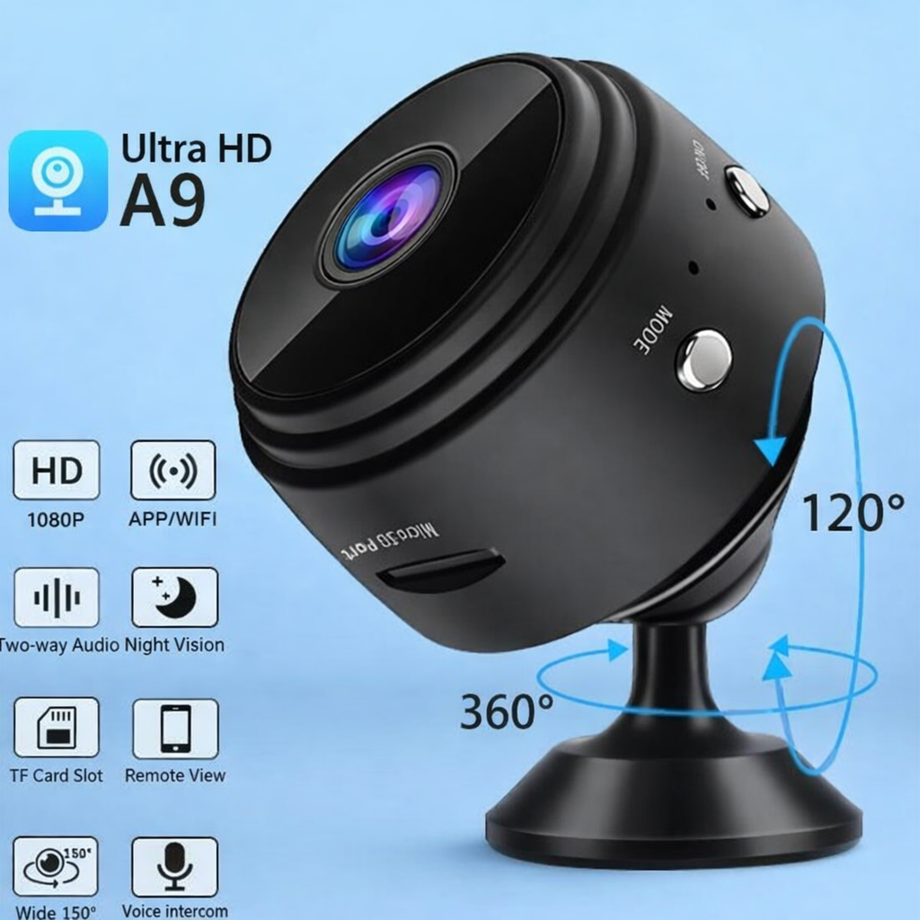 A9 Mini WiFi Camera HD 1080P | Rechargeable stand by only ( 2-3 hours ) Wireless Home Security Camera | Night Vision | Motion Detection | Magnetic 360° Camera | Mobile App Remote View | Voice Recording Supported