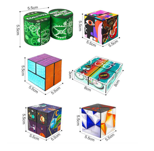 Fidget Cube Geometric Changeable Children's 3D  Magnetic Magic Cube Infinite Flip Intelligence Puzzle Decompression Toy