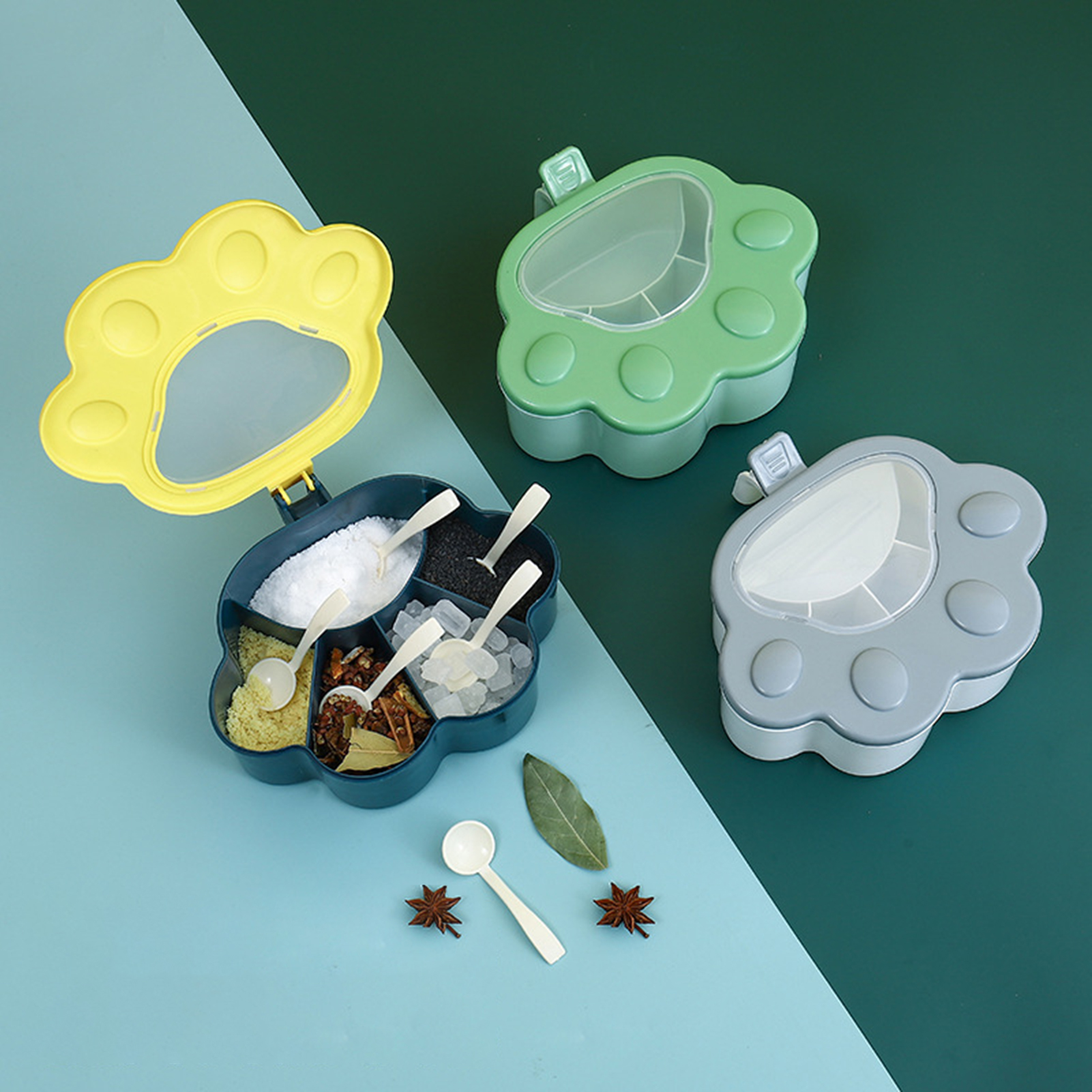 Spice Box Dustproof 5 Grids Spice Storage Jar Seasoning Box