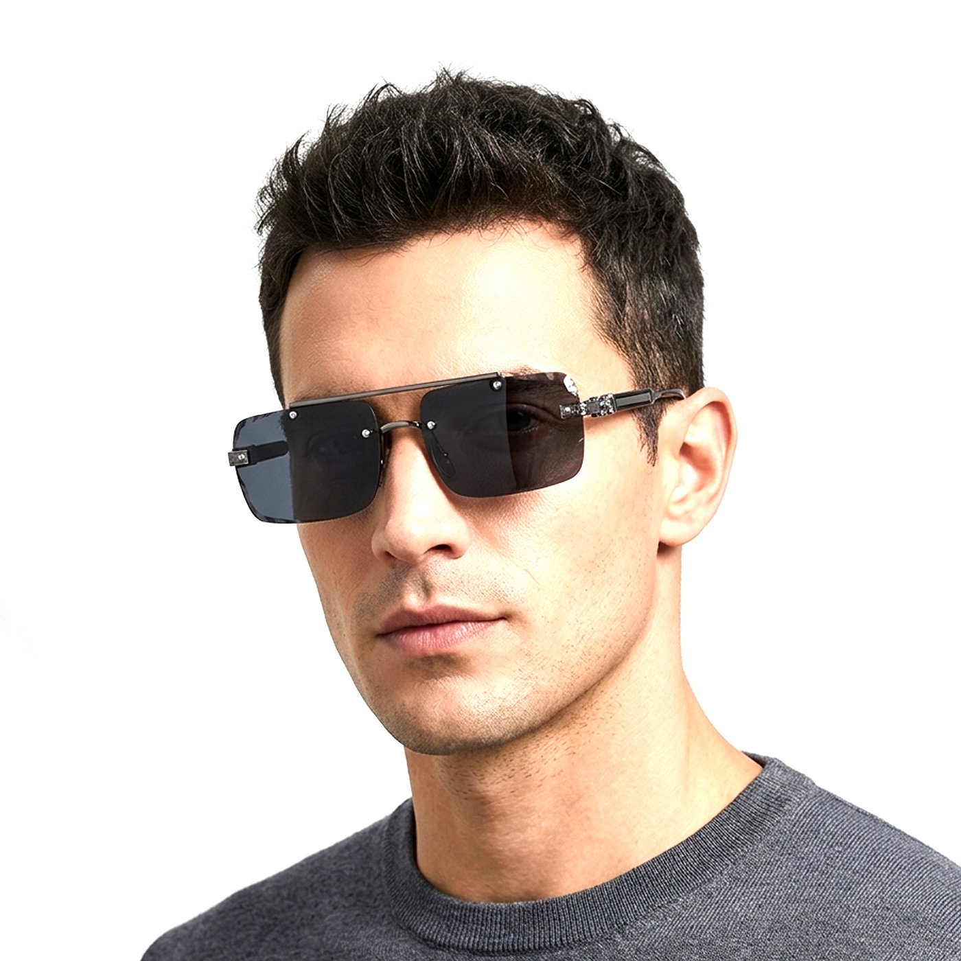 Stylish Geometric Metal Frame Fashion Glasses for Men & Women - Gradient Lenses, Double Beam Design, Lightweight Golden Frame, Perfect for Fashionable Outdoor Activities