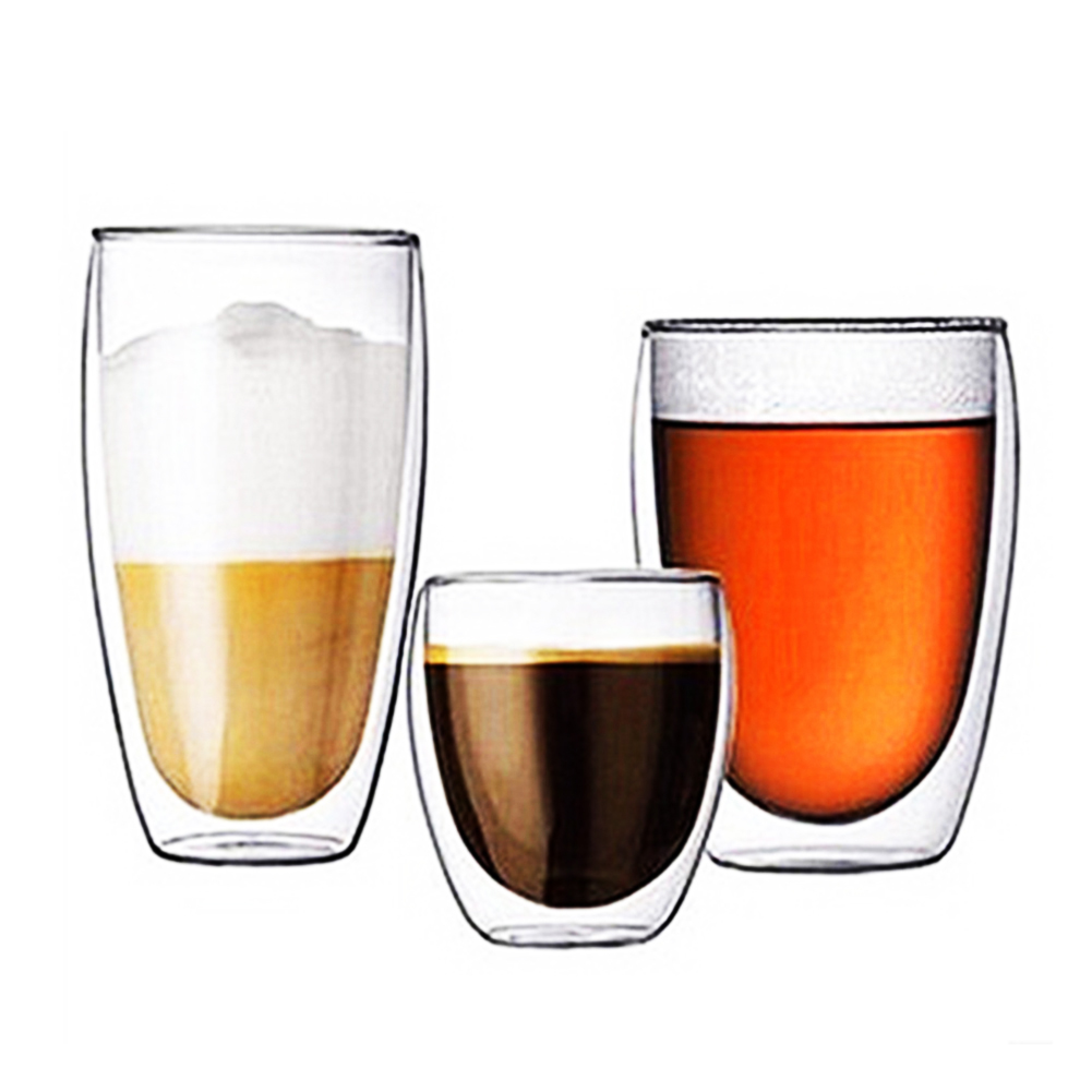 Heat Resistant Double Wall Glass Milk Coffee Water Juice Cup - 350Ml