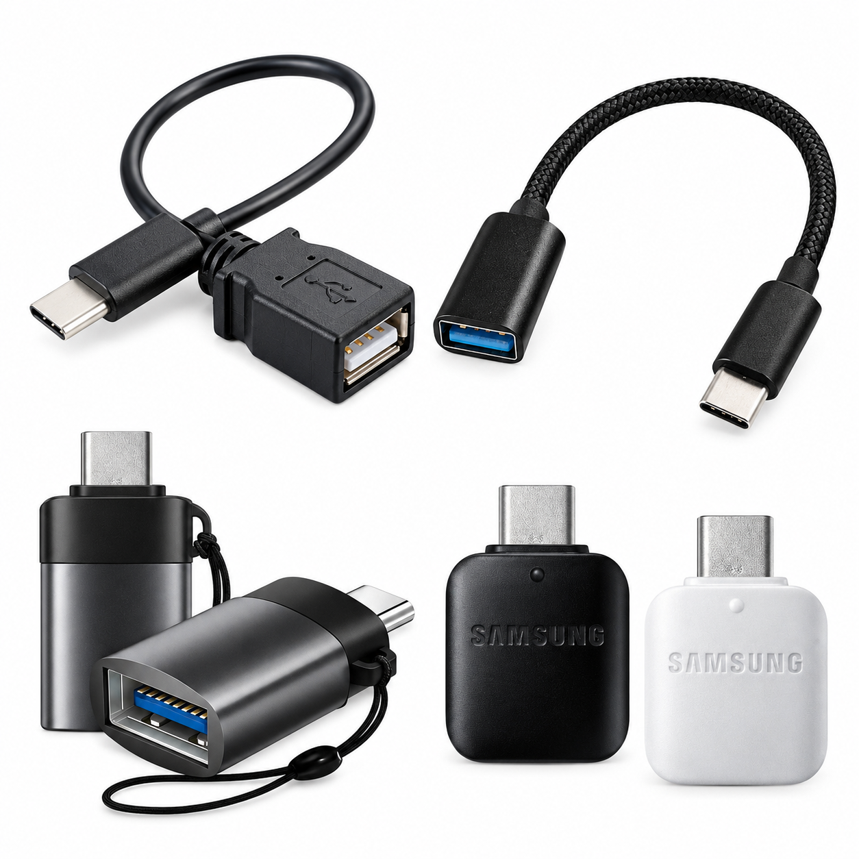 USB C to USB OTG Adapter, USB Type C Male to USB Type A Female Aluminium OTG (On-The-Go) Braided Cable Adapter for Flash Drive, Keyboard, Hub