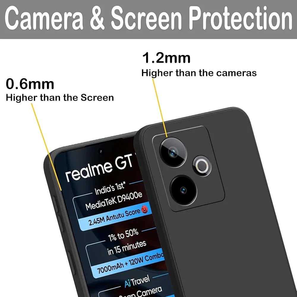 Realme GT 6 Chinese Edition Soft Silicone Black TPU Cover Camera Bump Protection Phone Protective Shock Proof Back Cover For Realme GT6 Chinese Edition