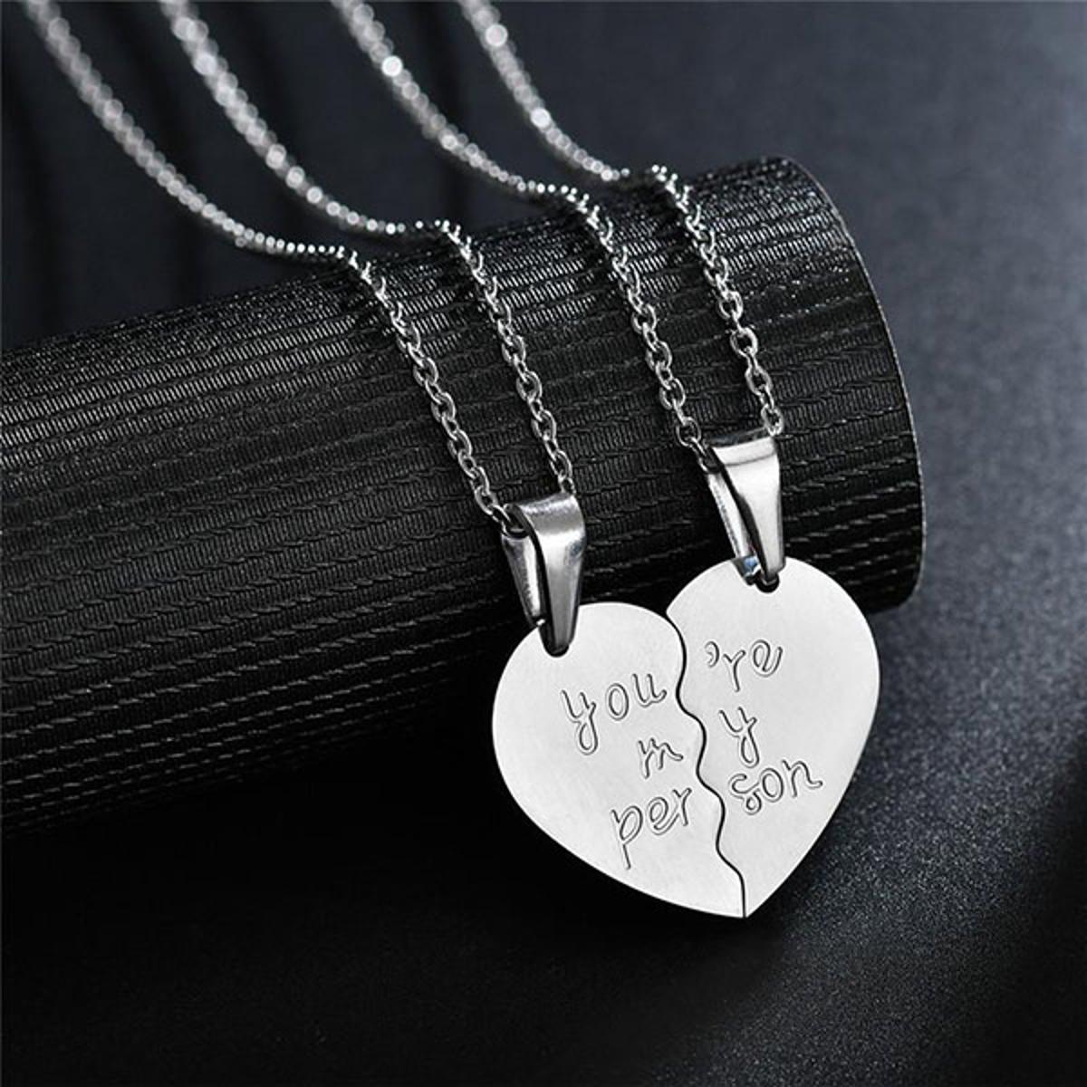 Customize Name Heart Break Men/Women Broken Heart Couple Necklace