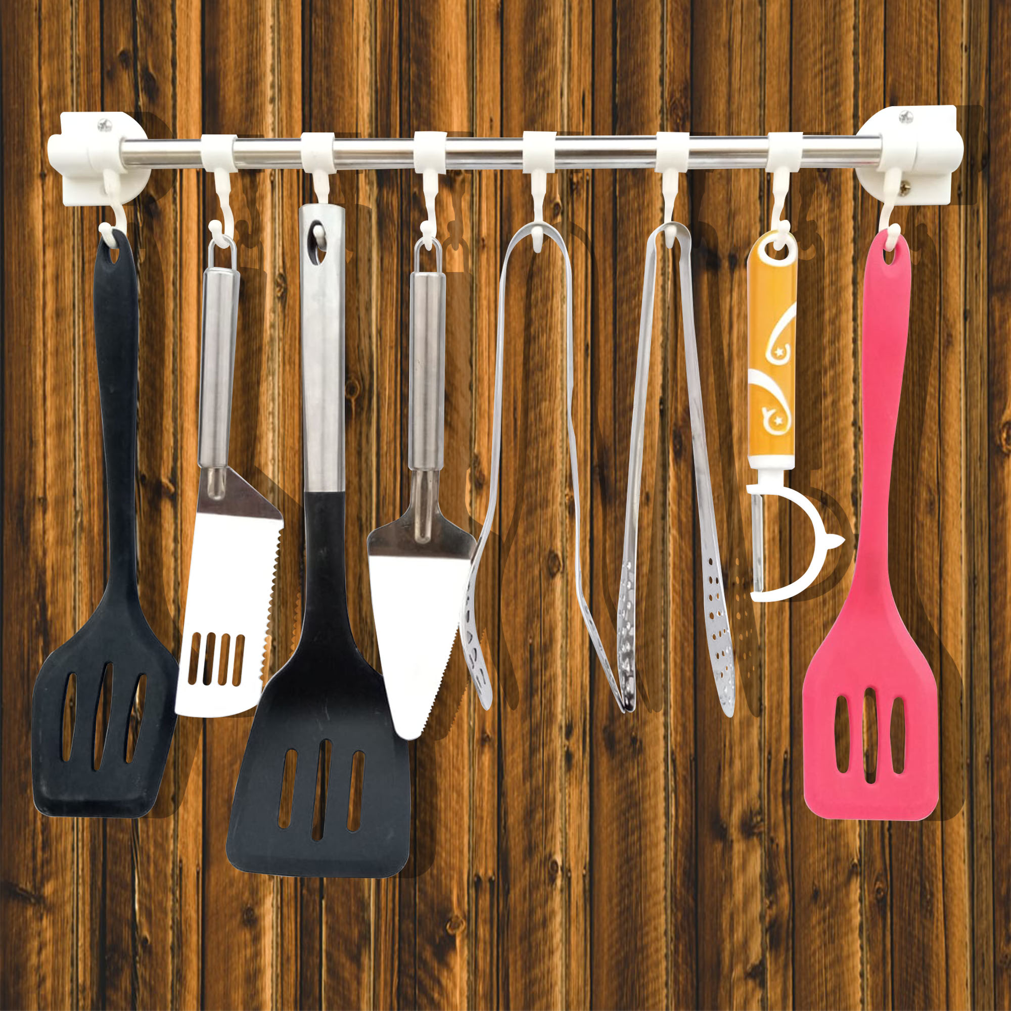 Hook Bathroom Wall Door Hanging Sucker Kitchen Utensil Rack Clothes Hanger, 8 Pieces, Clear