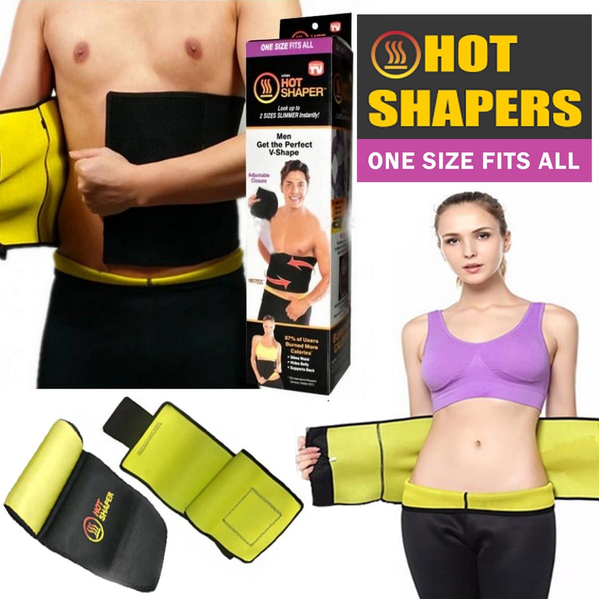 Hot Shaper Slimming Belt For Men And Women(black) - Black, Sweat