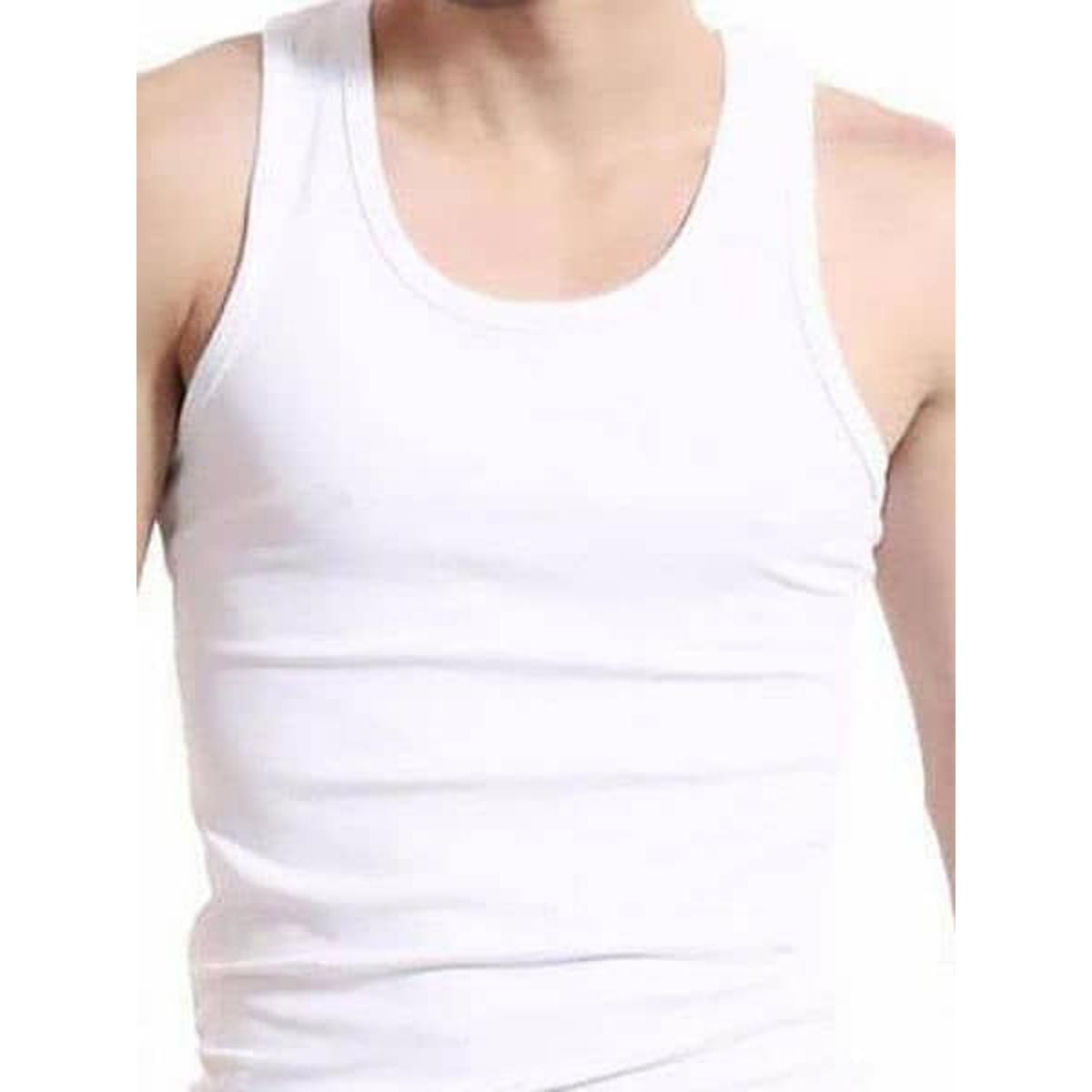 Men Banyan, Without Sleeves - Men Vest - Cotton - Inner wear - White