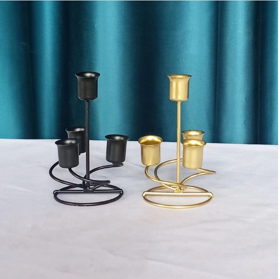 Long Candle Holder 4 Arms Iron Art Candlestick Display Stand Wedding Party Decor