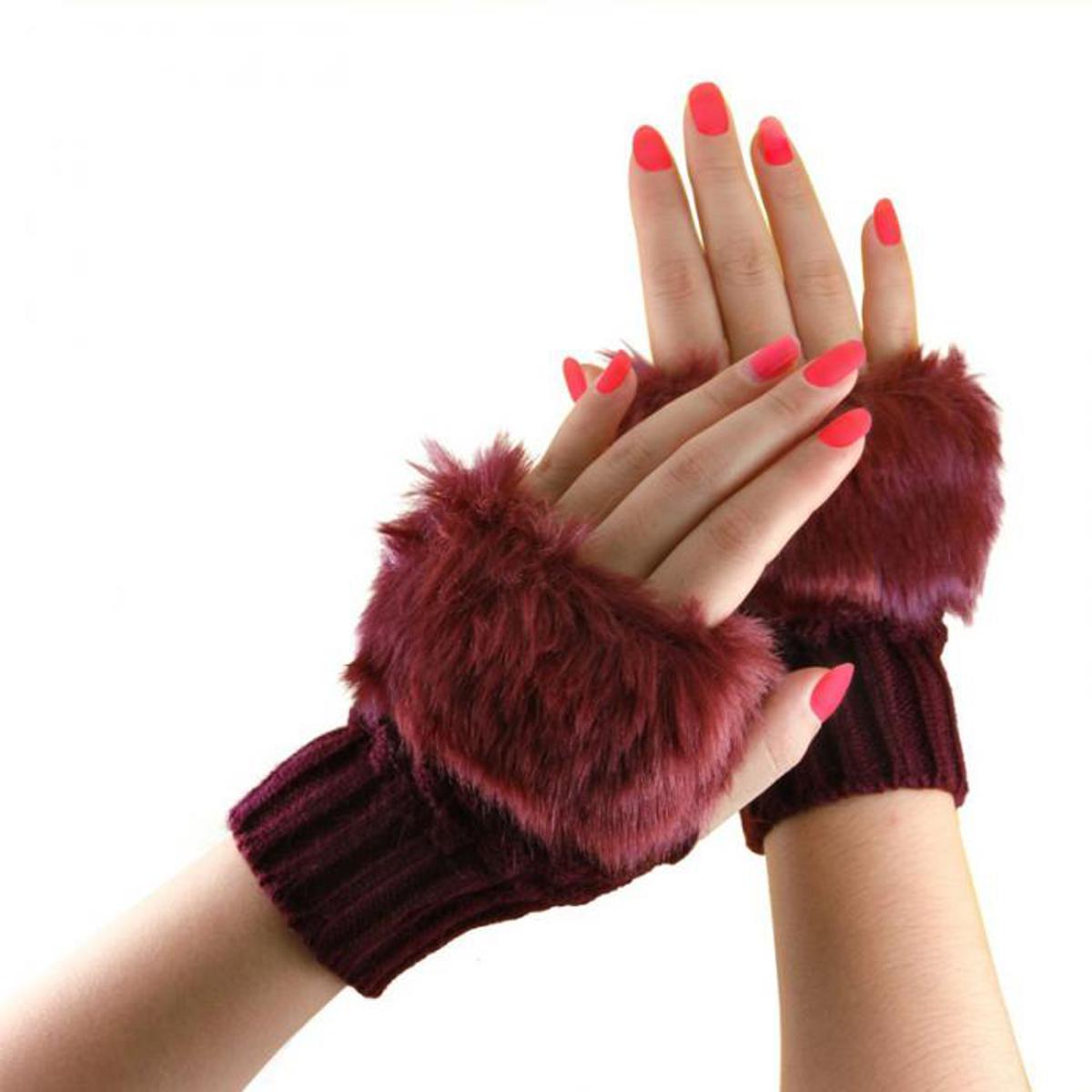 Women Girls Winter Wool Knit Gloves Warm Fingerless Gloves Mitten Crochet Thumbhole Arm Wrist Ultra Soft, Stretchy, Comfortable and Warm Gloves, 1 Pair Hand Warmer Gloves Winter Accessories For Ladies