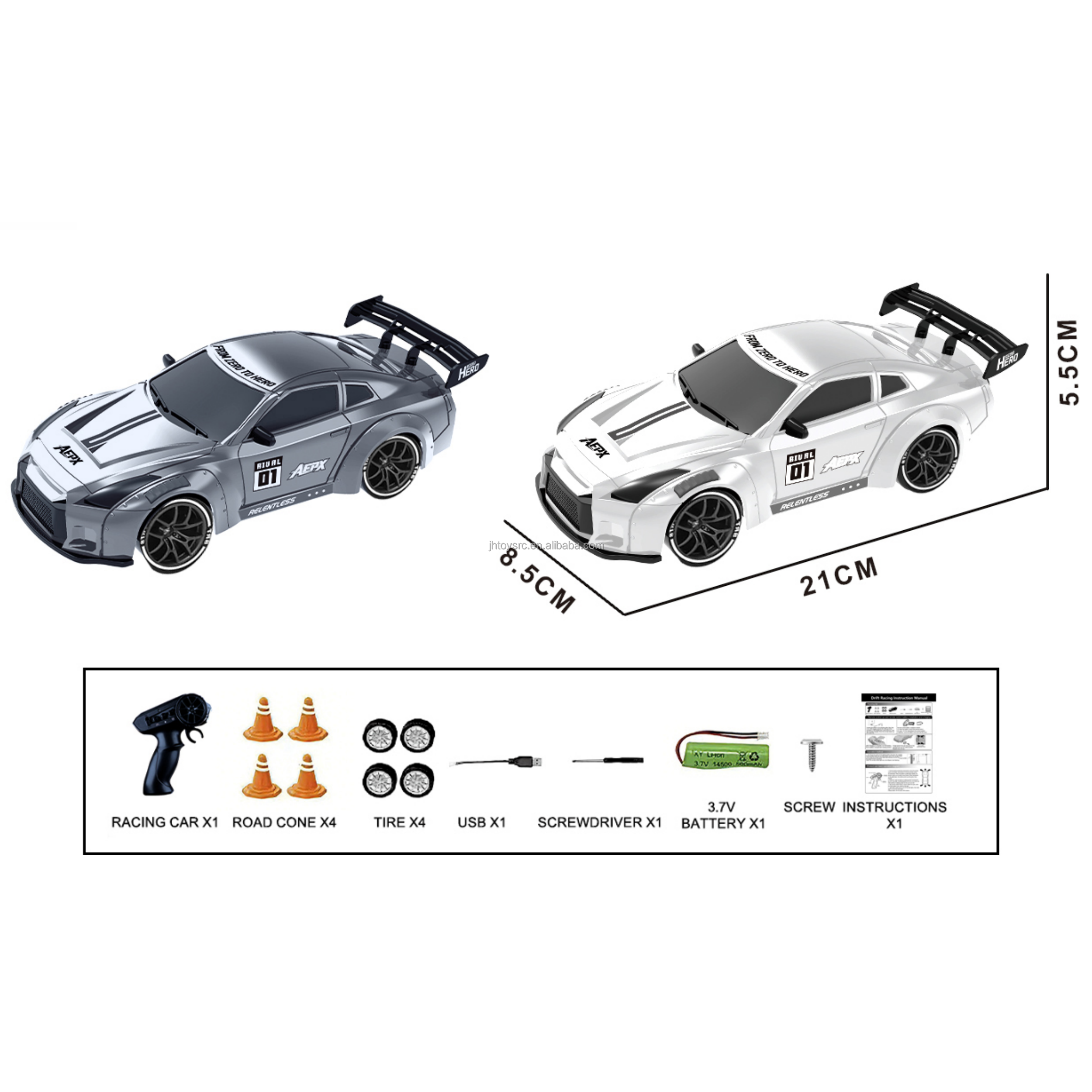KIDDO KASTLE -  Remote Control Speed Racing 1:24 RC Nissan GTR Drift Car | 2.4GHz 4WD 20KM/H High-Speed Remote Control Racing Car with LED Lights, Music, USB Rechargeable Battery & Replaceable Drift Tires Competition Race Car Toy For Kids | Assorted COLOR