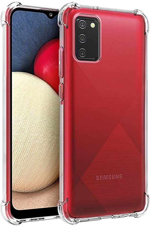 Coque Transparente Galaxy A02S + 2 Protections écran Verre Trempé - Housse Silicone Slim