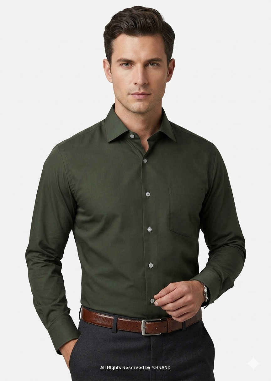 YBRAND-Dark Olive Green formal shirt FS-1065