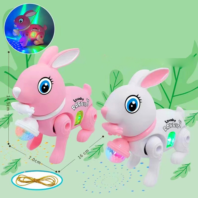Electric Bunny Rabbit Plush Toy with Music & LED Perfect Birthday Gift for Girls Boys Kids