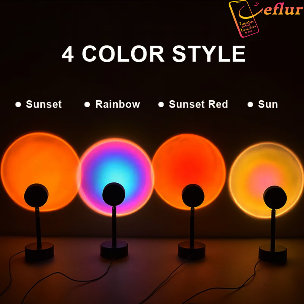 TEFLUR RGB Sunset Lamp Ring Light 16 Colors Rainbow Projector 360° Rotation  Sunlight With Metal