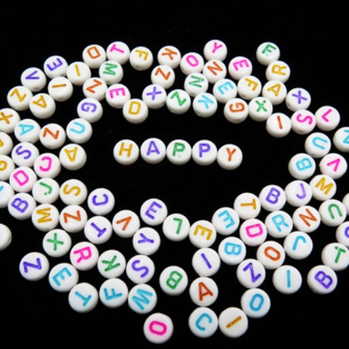 100Pcs 7mm MultiColor Letter Loose Spacer Alphabet White Acrylic Beads For DIY Jewelry Making