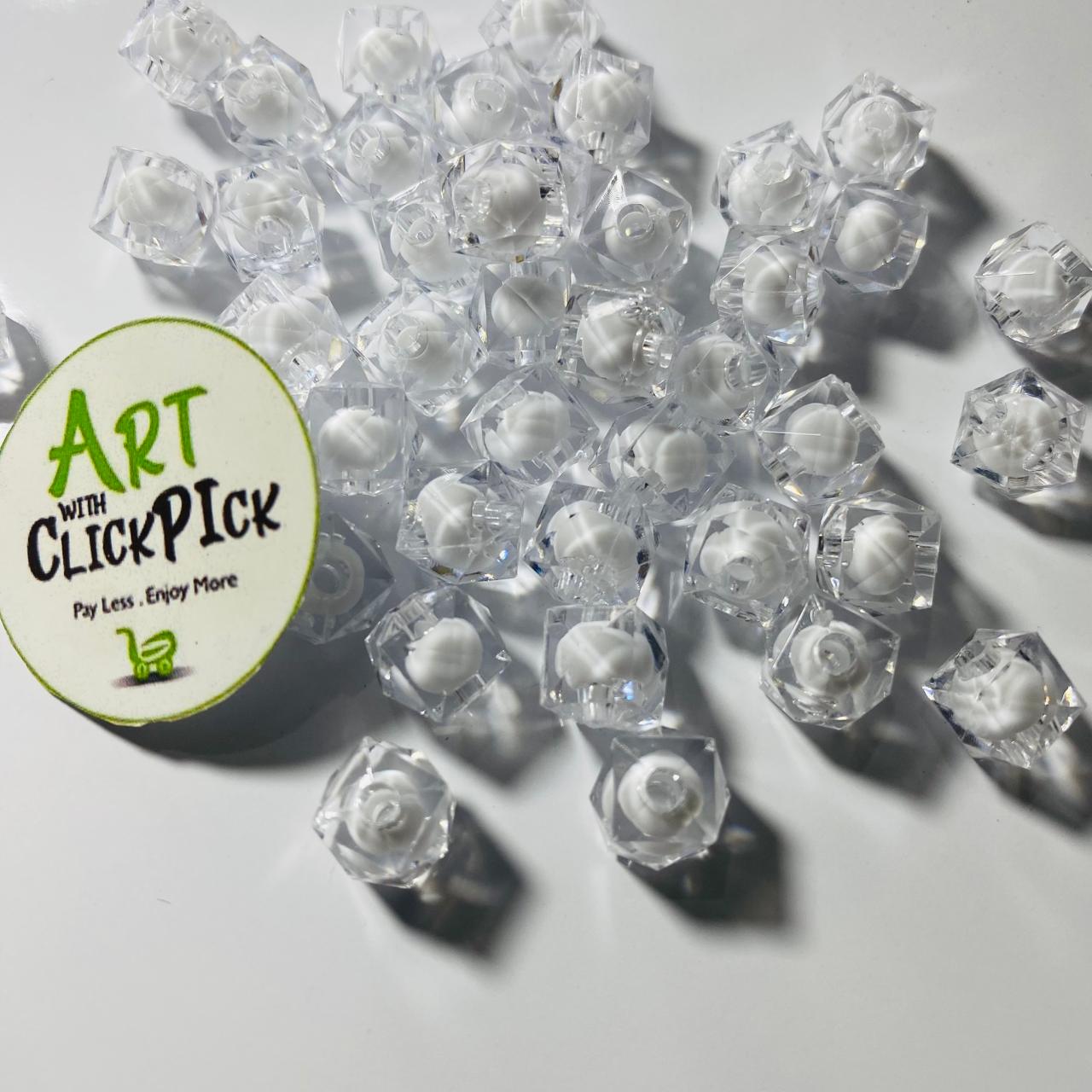 Crystal / Square glass beads (Black/White) | For Jewelry Bracelets and Clothing size 8mm,10mm