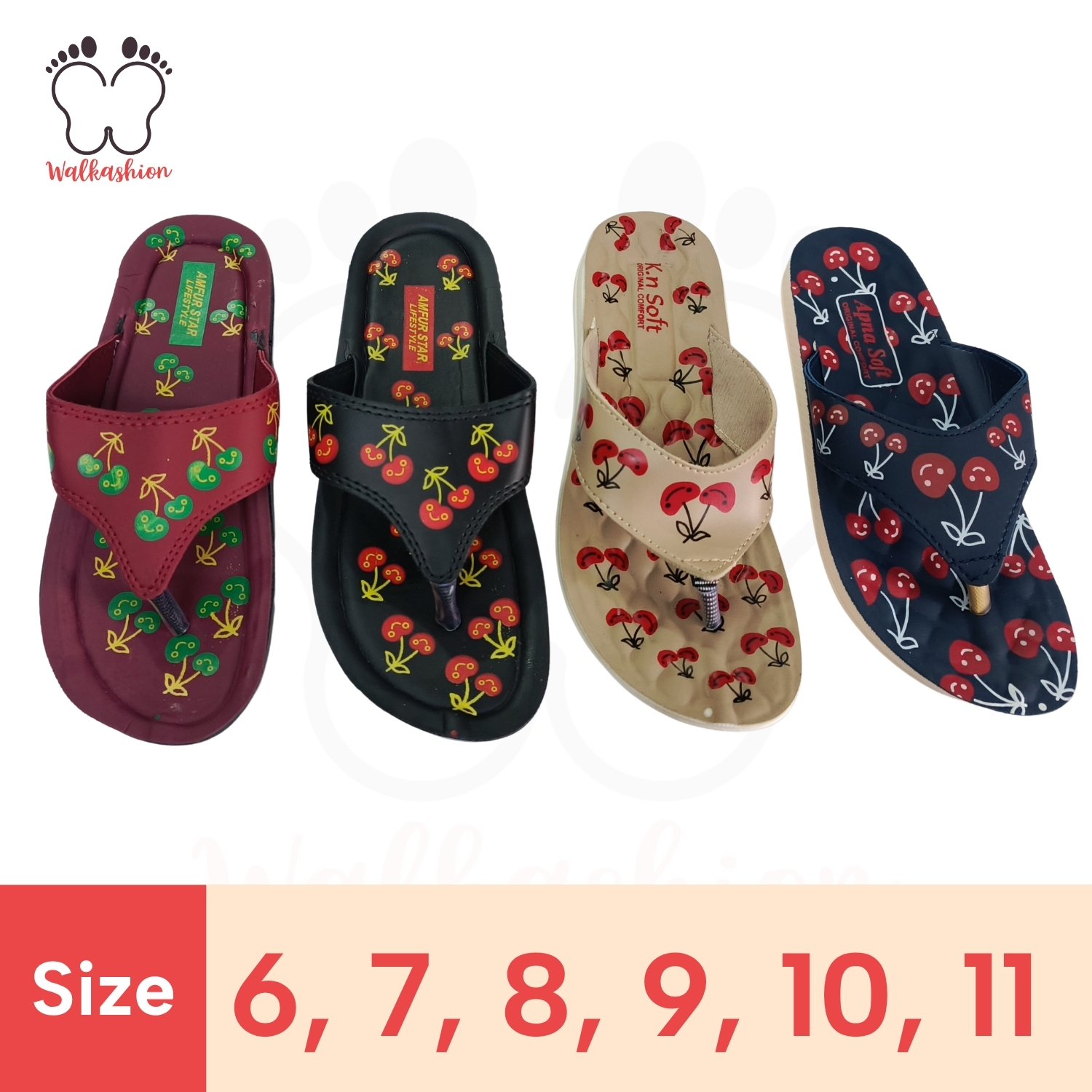 House Flat and Soft slippers for Ladies, Girls and Women. Flat sole. Light weight, Soft, Durable and Comfortable. Non Slippery sole.  Trendy  Cherry Print slippers. Colors Maroon, Cream, Black and Navy Blue. Best for Casual and Formal.