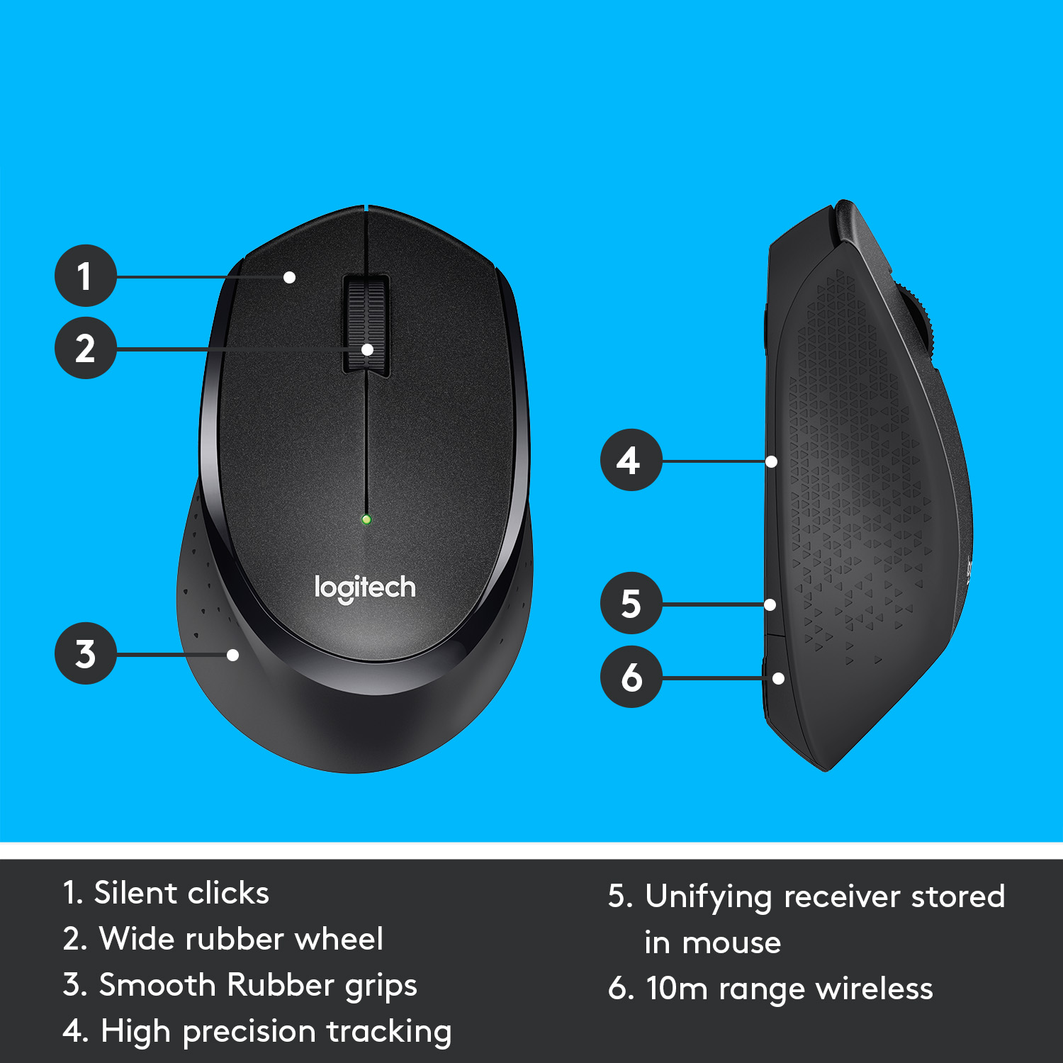 Logitech M331 Silent Plus Wireless Mouse (Black)