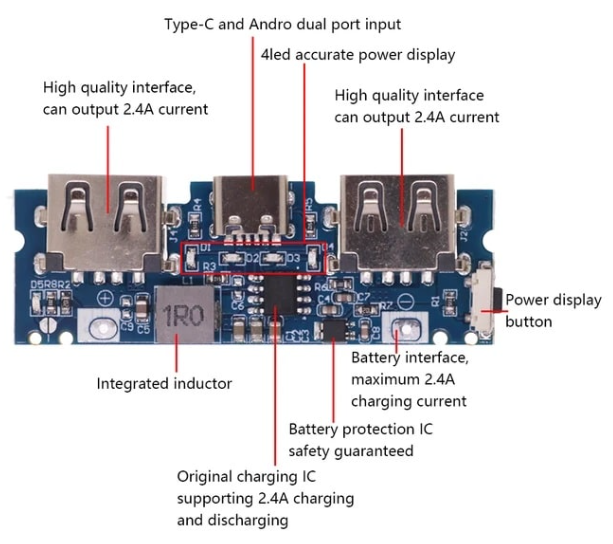 18650 Power Bank Board Dual USB 5V  Mobile Power Bank Module 18650 Lithium Battery Charger Board for Power Bank Board