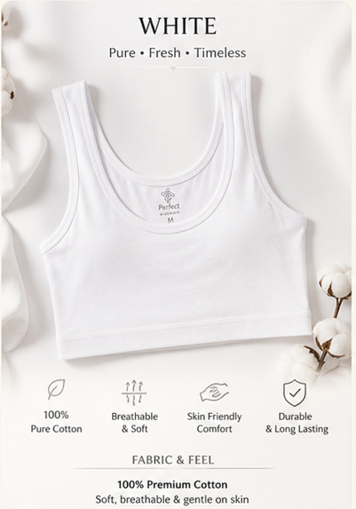 Pack of 6 | 3 | 1 Non Padded Cotton Half Camisole Half Shameez for Girls – Soft Stretch Breathable Crop Tank Bra | Teenagers Training Bra Biddies | Wireless Pull Over Comfort Vest (Free Size 28–34 Bust) Training Bra Biddies