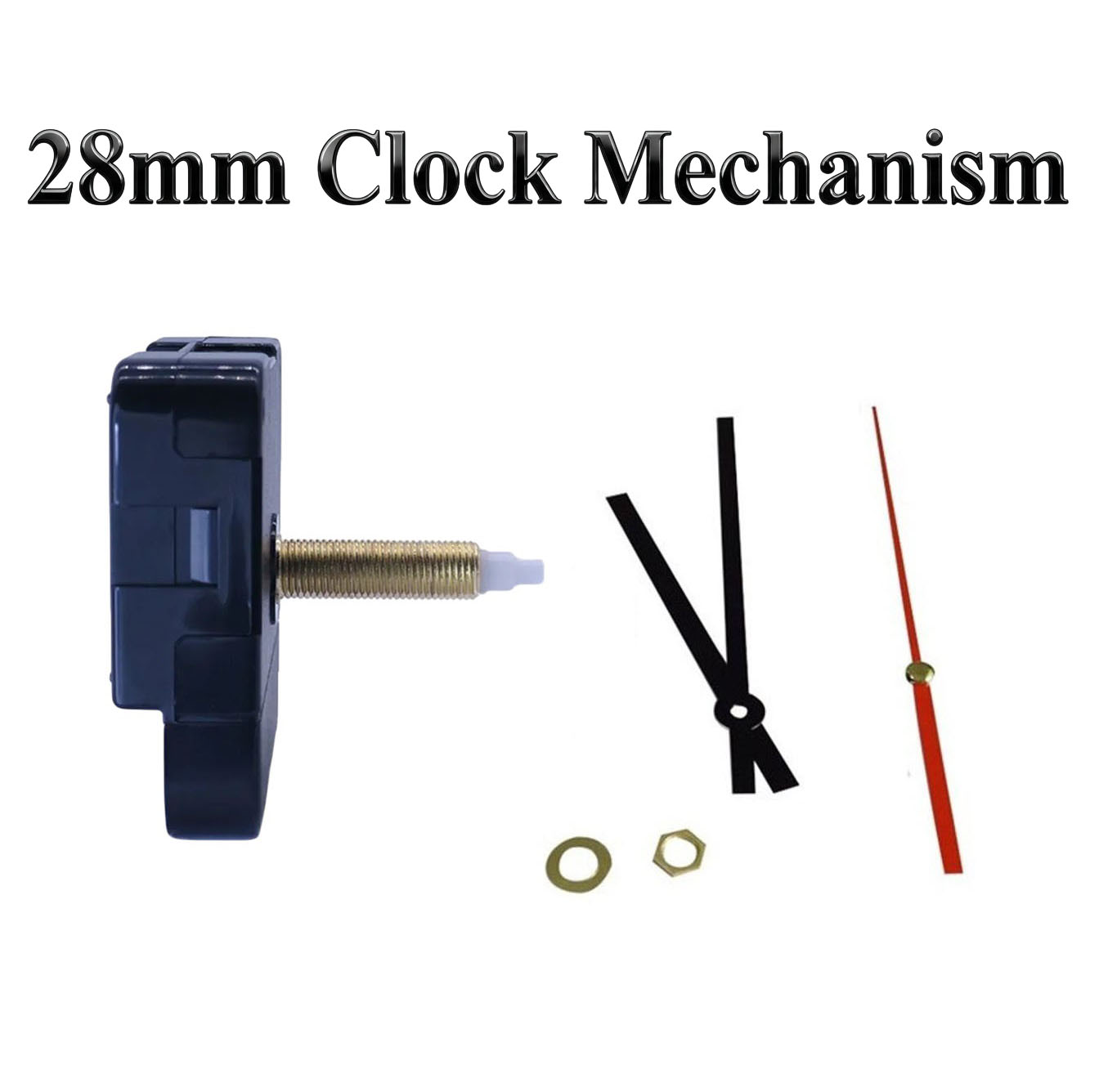 DIY Clock Making Kit: 28mm Long Spindle Quartz Movement Mechanism | Sets of Unique Hands | Essential Clock Repair Parts