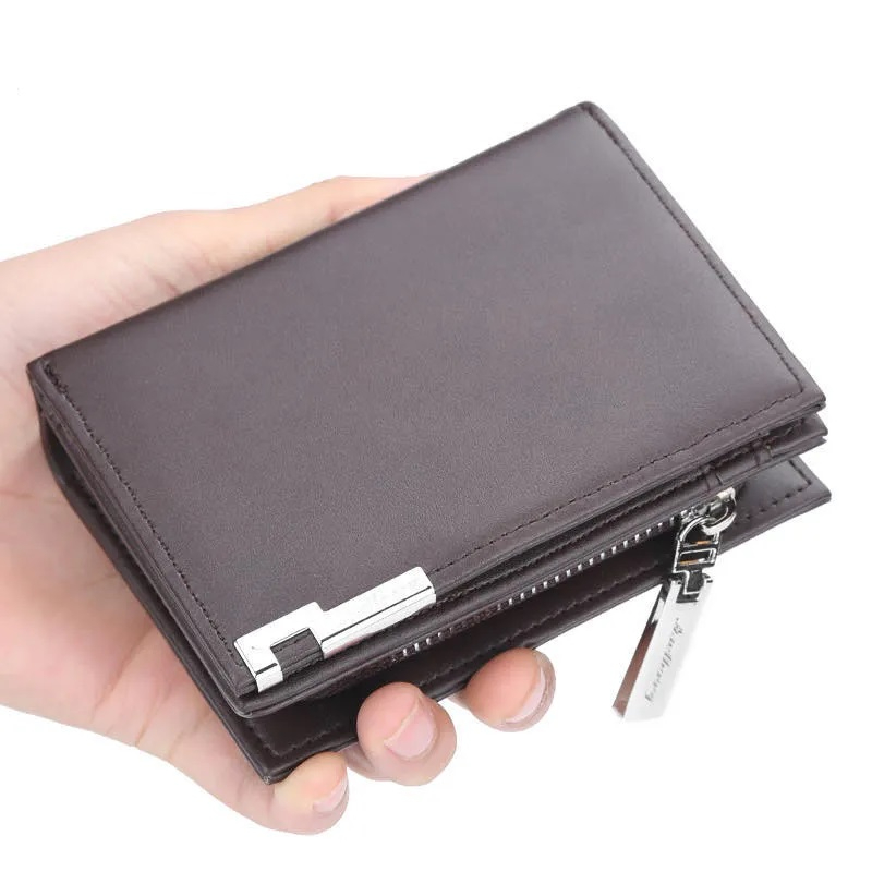 Baellery Short Wallet - Premium High-Quality PU Leather Wallet with Secure Zipper, Compact and Stylish Wallet Design for Men and Women