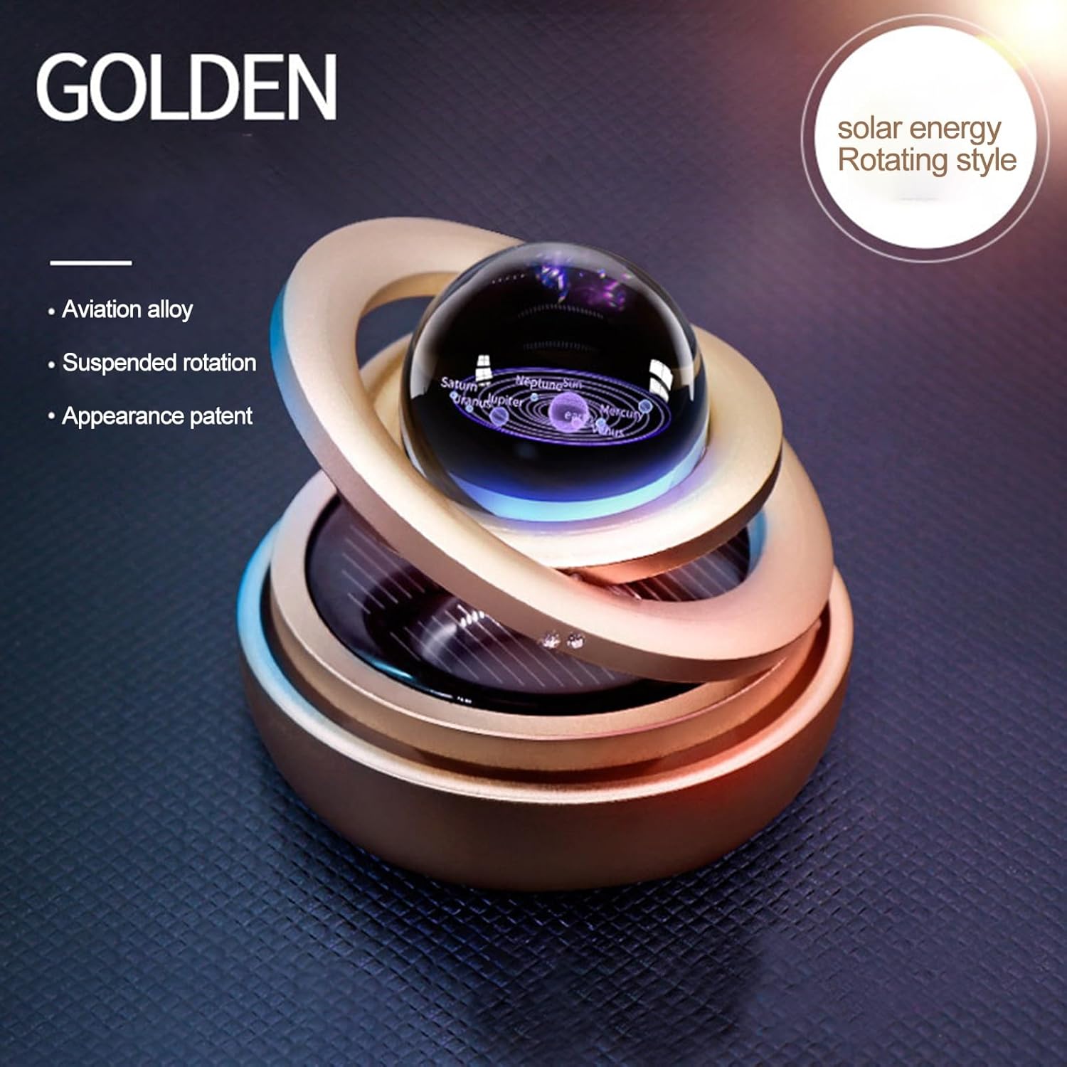Crystal Ball Rotating Solar Powered Car Dashboard Air Freshener Perfume