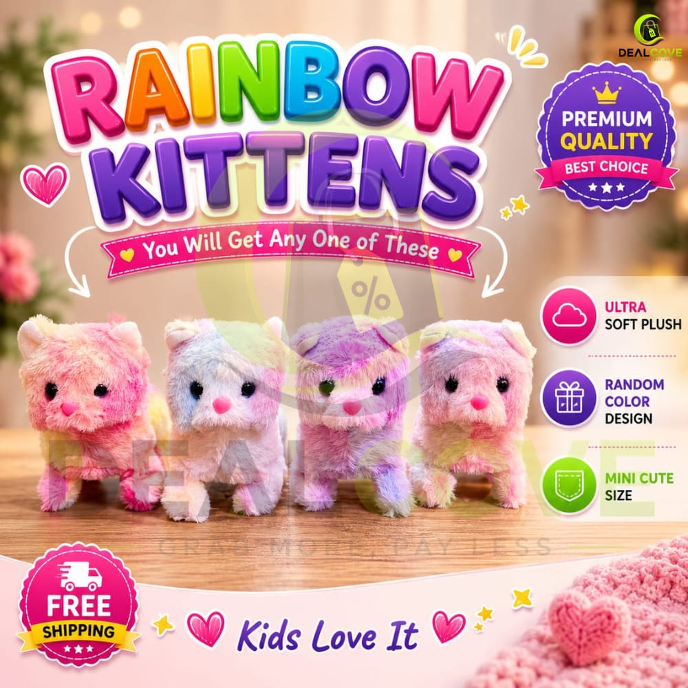 Stuffed Toys – Interactive Walking & Talking Toy for Kids – Rainbow Kittens Plush Toy for Kids – Ultra Soft Mini Cute Cat Plush (Random Color) | Soft Stuffed Animal Toy Gift for Boys & Girls