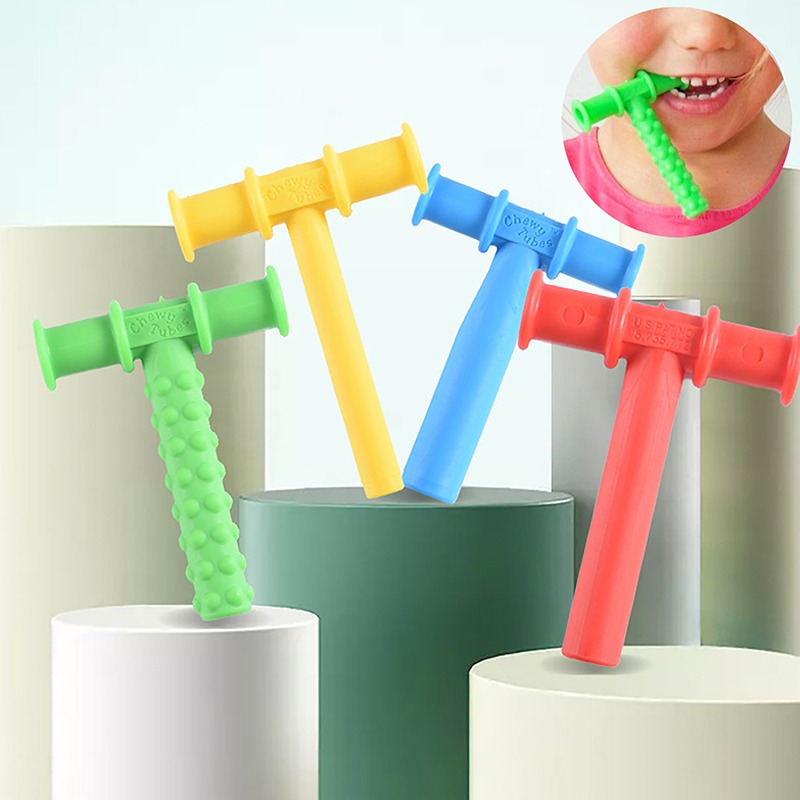 Kids Chewing Tube T-Shape Chewy Teether Baby Oral Motor Chew Tools Tuxtured Auti _KS