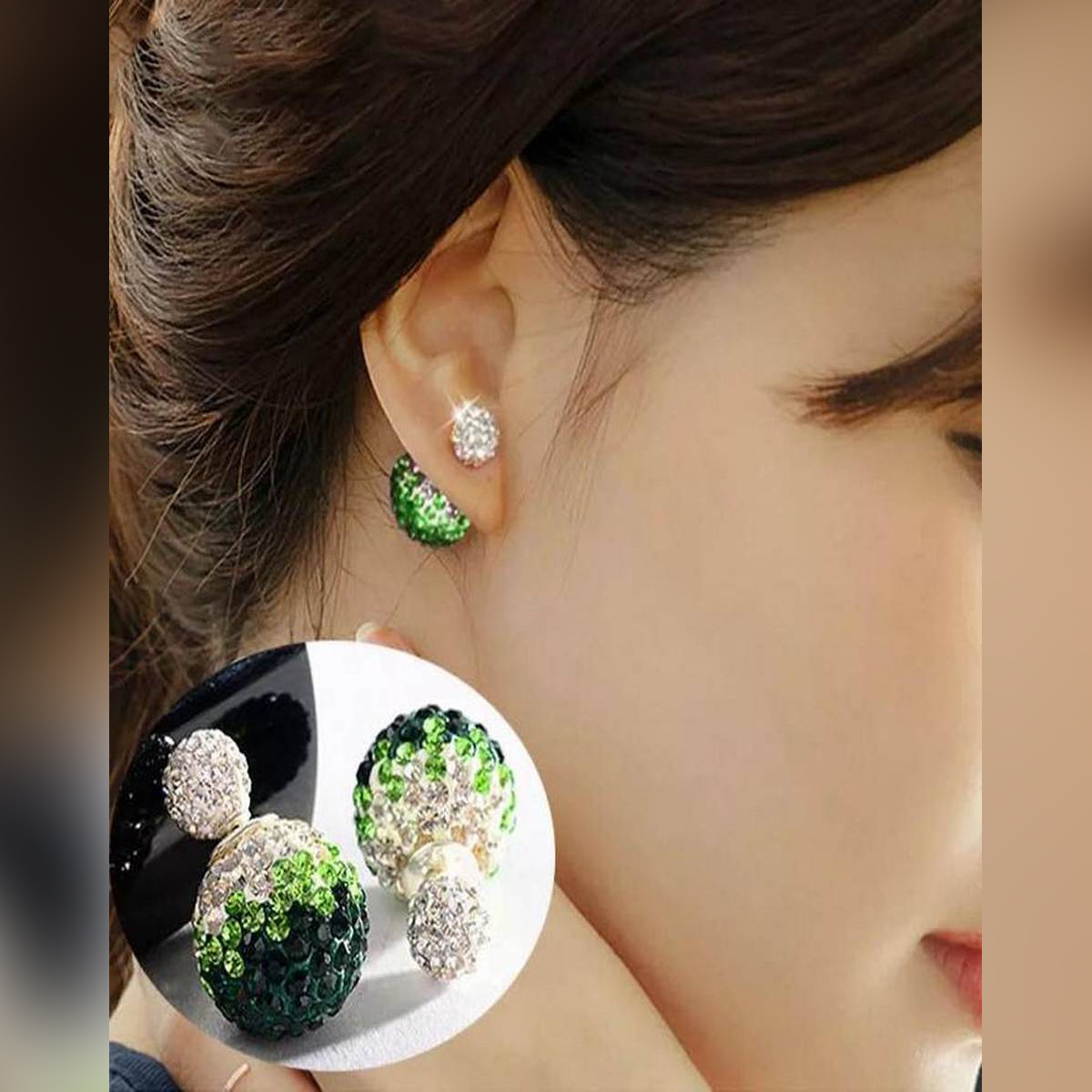 Crystal Big Pearl Stud Black Pakistan Flag Shade Earrings For Women Daraz.pk