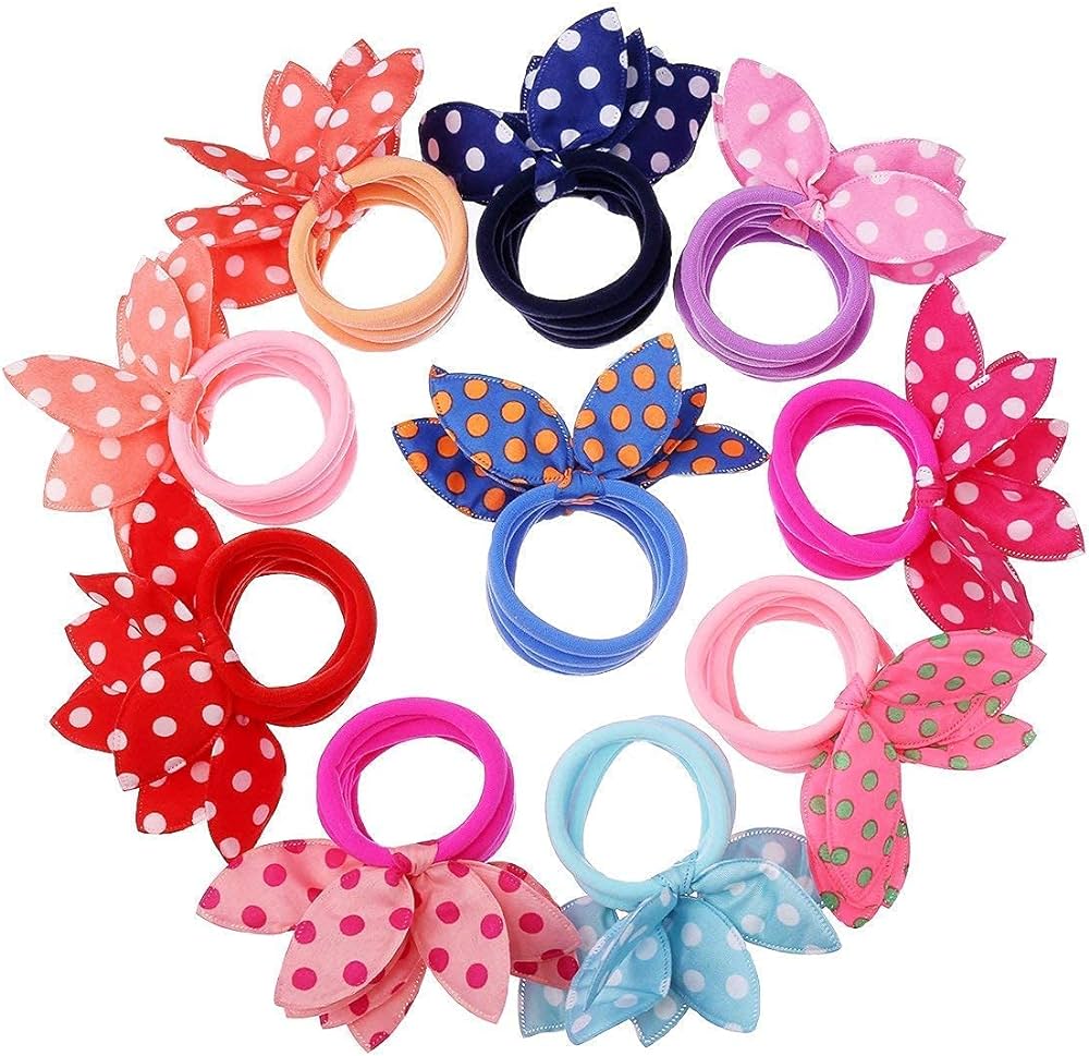 Ponies For Girls Collection Kids Elastic Hair Band Cute Polka Bow Bunny Ears