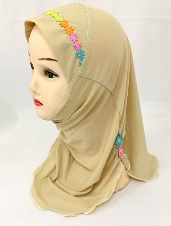 Girls Kids Muslim Beautiful Hijab Islamic Arab Scarf Shawls Flower