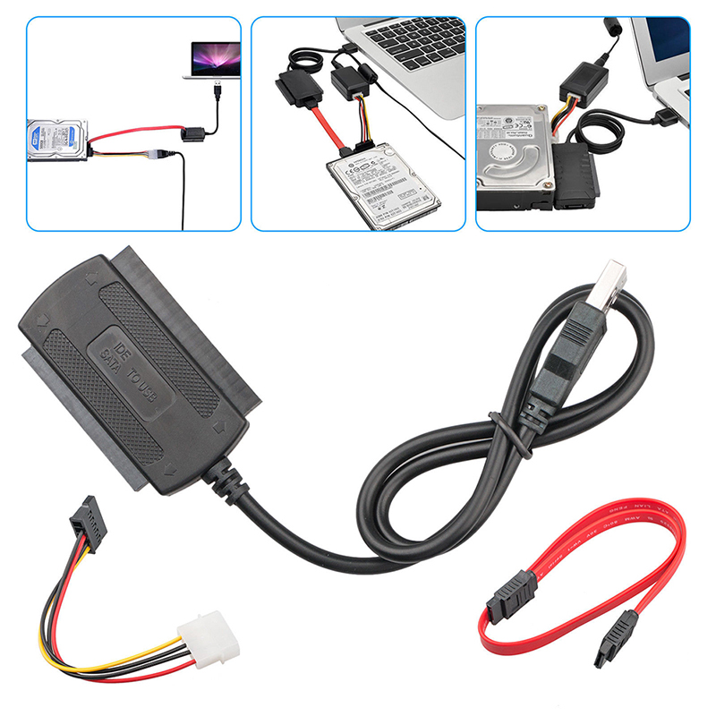 USB 2.0 to SATA/PATA/IDE Adapter Converter Cable for 2.5”/3.5” Hard Drive