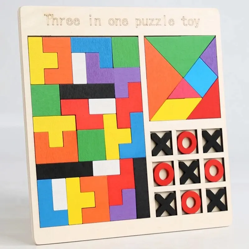 3 in 1 Wooden Puzzle for Kids – Educational Learning Toy | Wooden Intelligence Puzzle Set for Early Development & Brain Training
