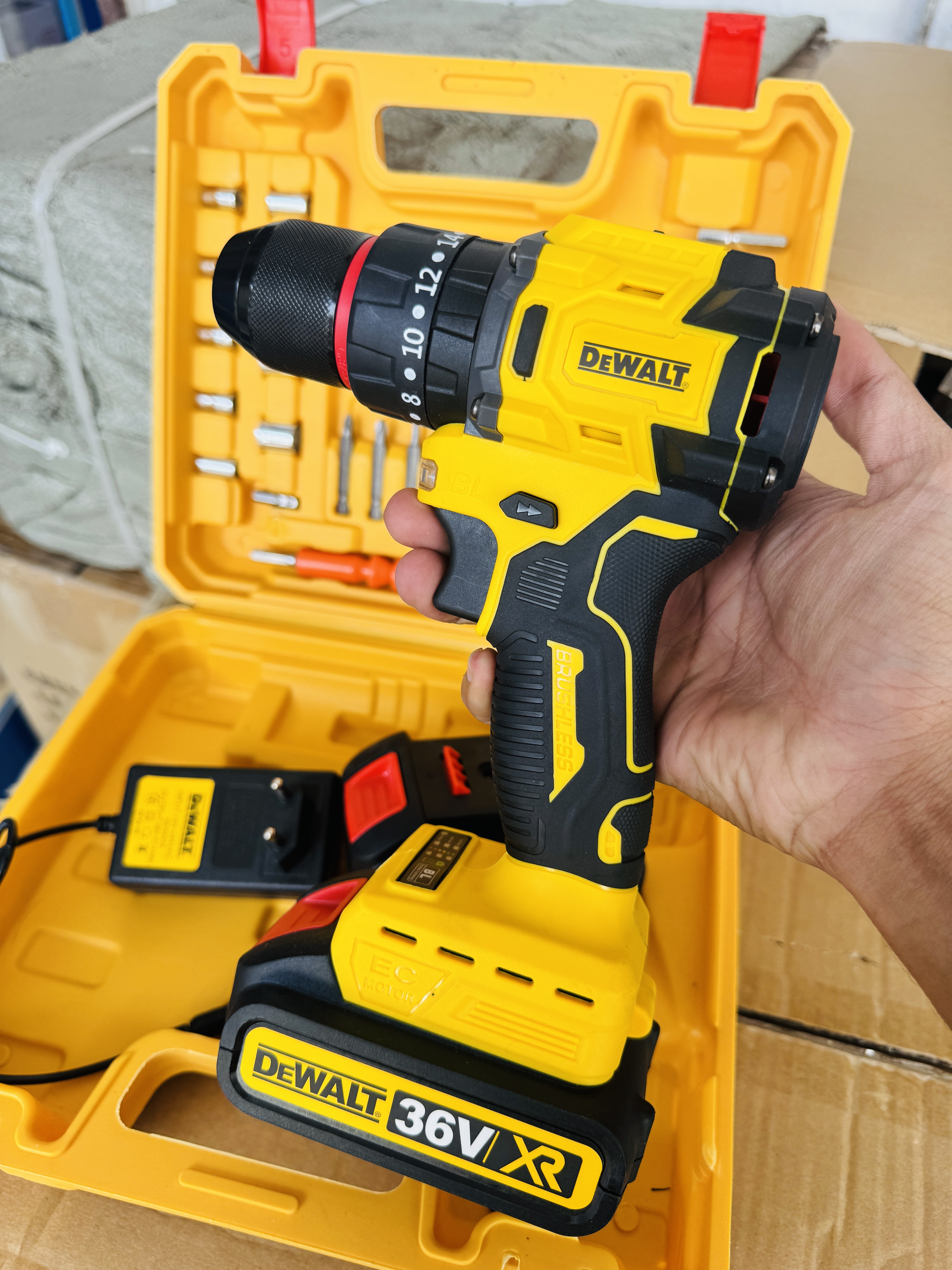 Imported 28 Pieces Drill Machine Comfortable Grip, High-Power, Drilling Machine tools With Reverse Function Slow Fast Speed Electric Screw Driver Function Electric Air Blower Tool kit Hand Tools With - Pure 100% Copper