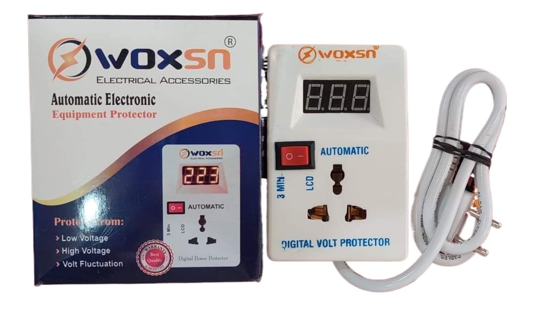 Naxan Automatic Electronic Voltage Protector 220V with Digital Display LED Fridge AC TV Voltage Guard Stabilizer High Low Voltage Protection Plug for Home Appliances