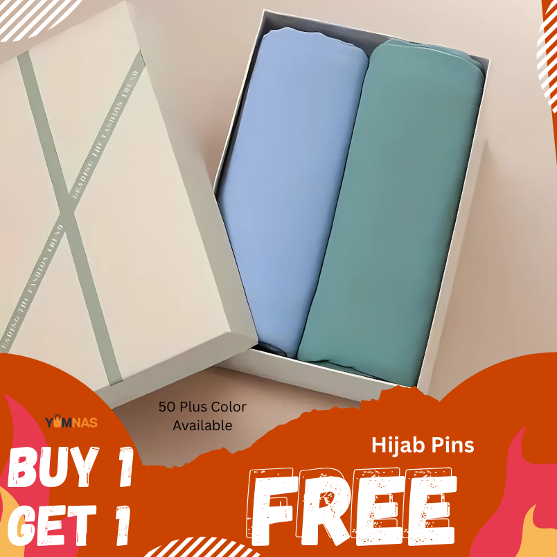 2 HIJAB SET Chiffon Scarf for Women – Plain Hijab, Solid Color Wrap, Lightweight Muslim Headscarf & Fashion Shawl for Everyday Wear