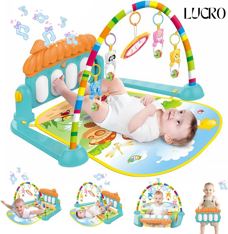 3 In 1 Newborn Baby Toddler, play mat for kids, Baby Gym, Fitness Rack Mat, playing mat for babies, Fitness Rack with Hanging Rattles, Music & Light