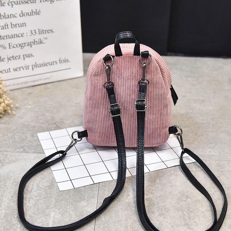 AmartD New Fashion Corduroy Stripe WomenBackpack Girs Shcool Bag for College Students Shoulder