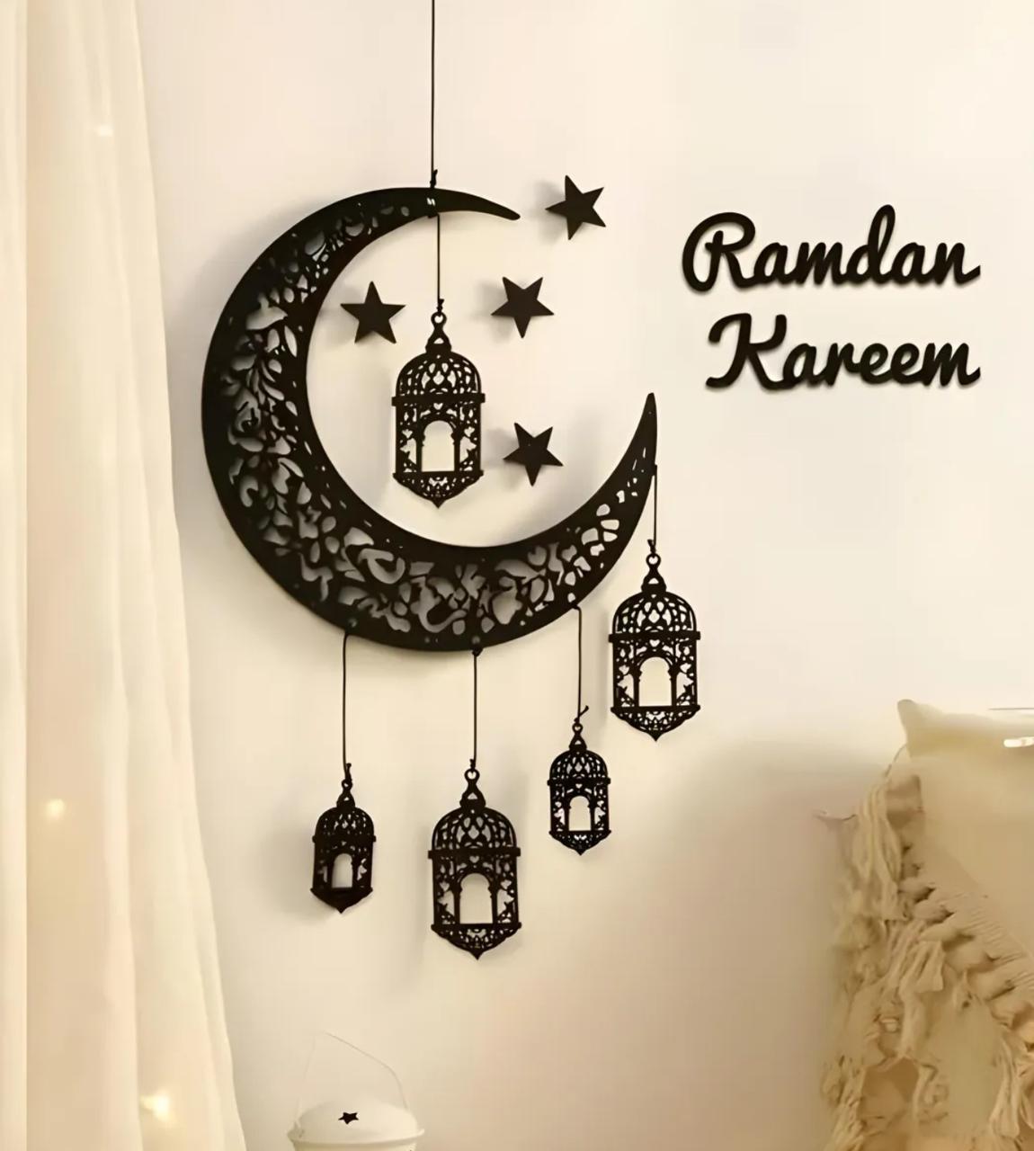 Ramzan Mubarak Wall Hanging Item | Wooden Ramzan Decoration items & Eid Decoration Items | Eid Mubarak Decoration | Eid decor | Ramdan Decoration Items | Wall Decoration items | Home decoration items | Wall Decor | Eid Gifts I Decorating Items