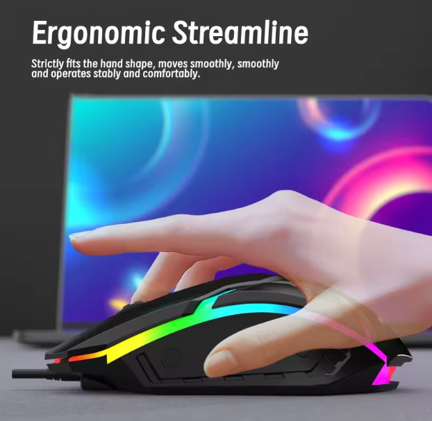 RGB Keyboard and Mouse Combo – Wired Gaming Set with 104-Key Mechanical Feel Backlit Keyboard & 1000 DPI Optical Mouse for PC