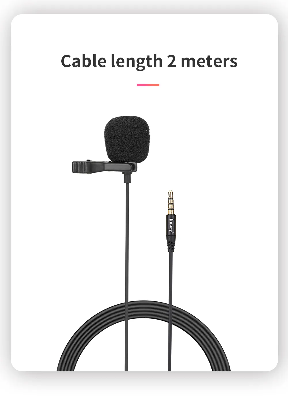 Jmary MC-R1 3.5mm Lavalier Collar Microphone 2M Wire Length with Metal Clip 21 1a36d1dcd82260b02f70b810ac4dc64f